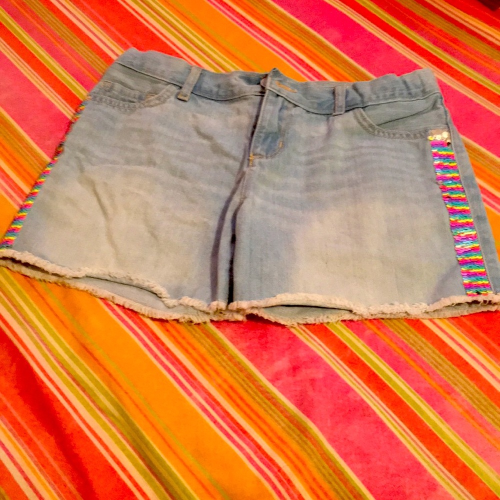 Girls rainbow sided sequence shorts